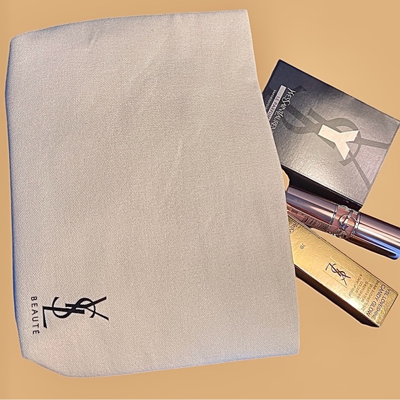 YSL NIB 3Pc Trousse Pouch, Candy Glaze Lipstick & Sample Y Parfum spray - Picture 8 of 14